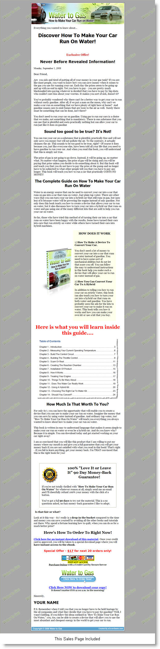 How to Make Your Car Run on Water ebook Private Label Rights